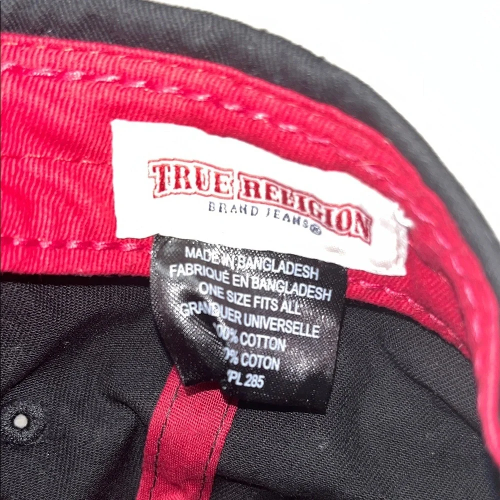 True Religion Black Hat with Blue and Red Details